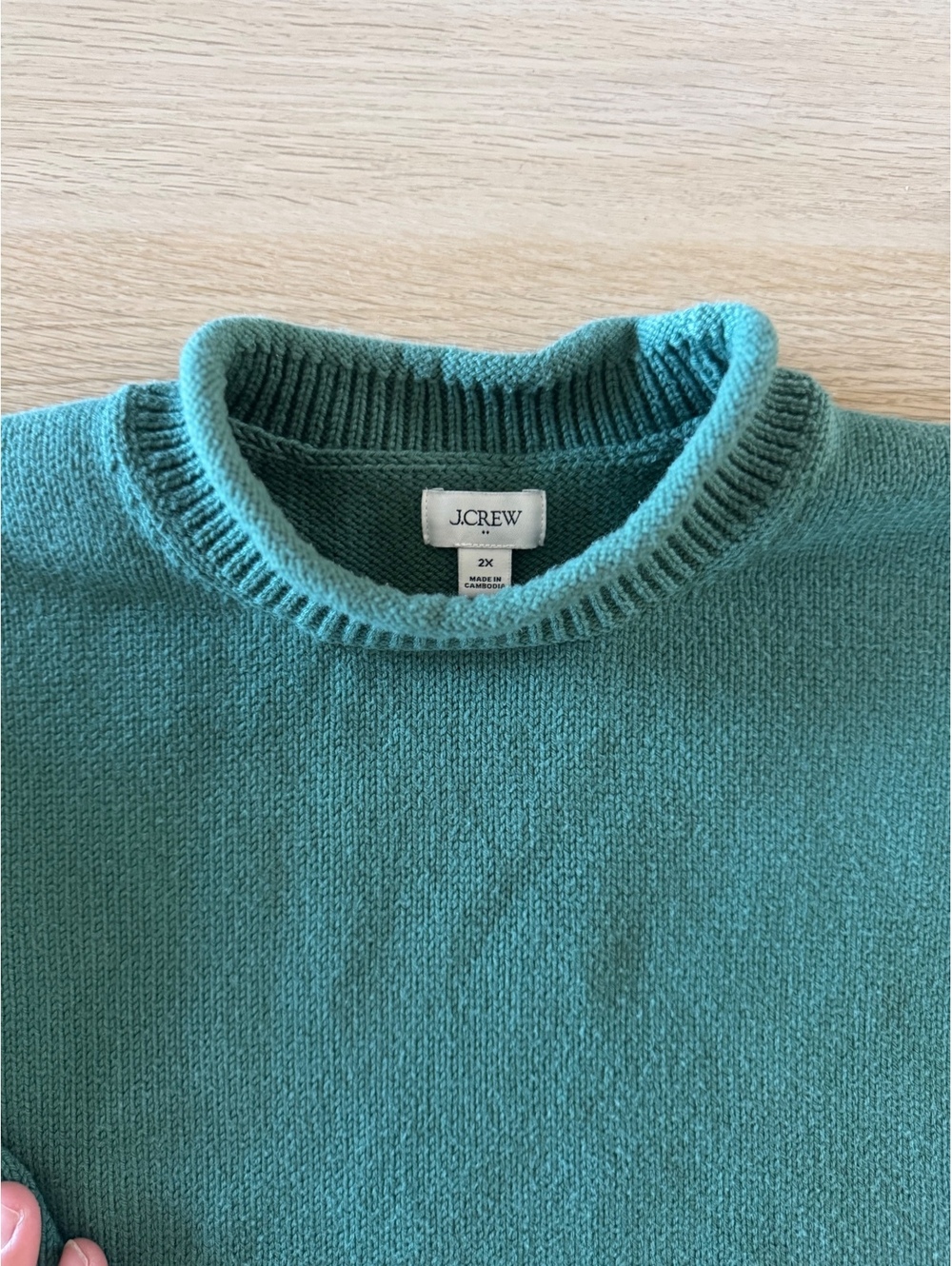 J.Crew Rollneck Oversized Cotton Blend Mock Neck Sweater Sage Green Size 2X